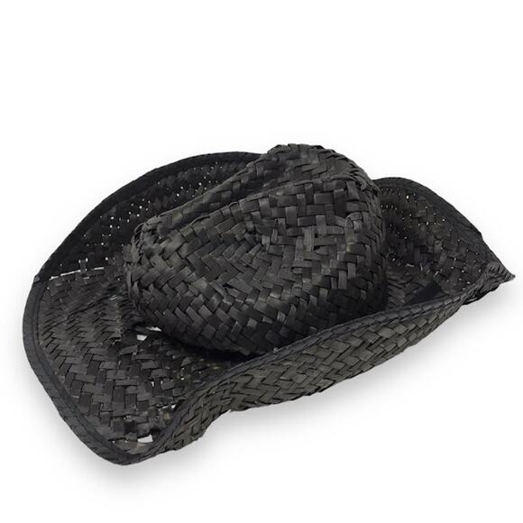 Brixton Houston Straw Cowboy Hat S/M Womens Black Full Brim Fedora NWD - Picture 3 of 8